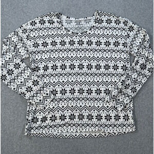 Tommy John Pajama Top Womens Medium Black/White Long Sleeve Winter Lounge Casual